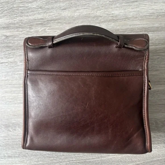 Vintage 1997 Coach 9870 Court Top Handle Leather Bag Dark Brown Crossbody Bag - Picture 6 of 13